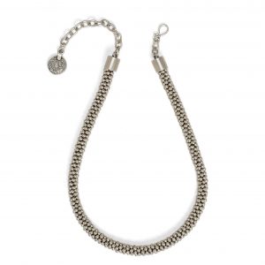 Handmade Knitting Beaded Pewter Necklace - 1642
