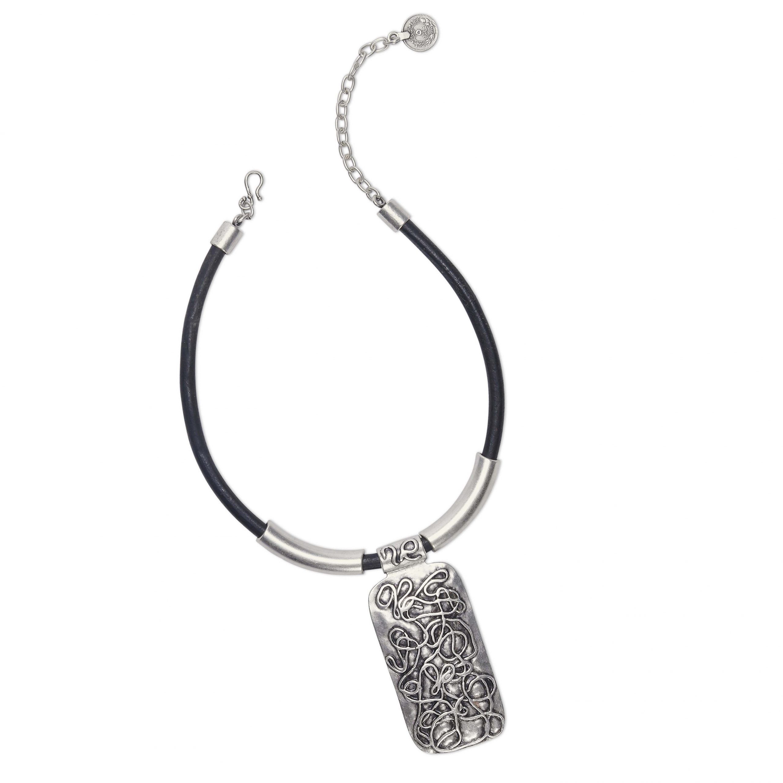 Handmade Confused Pewter Necklace - 1674 - Image 2