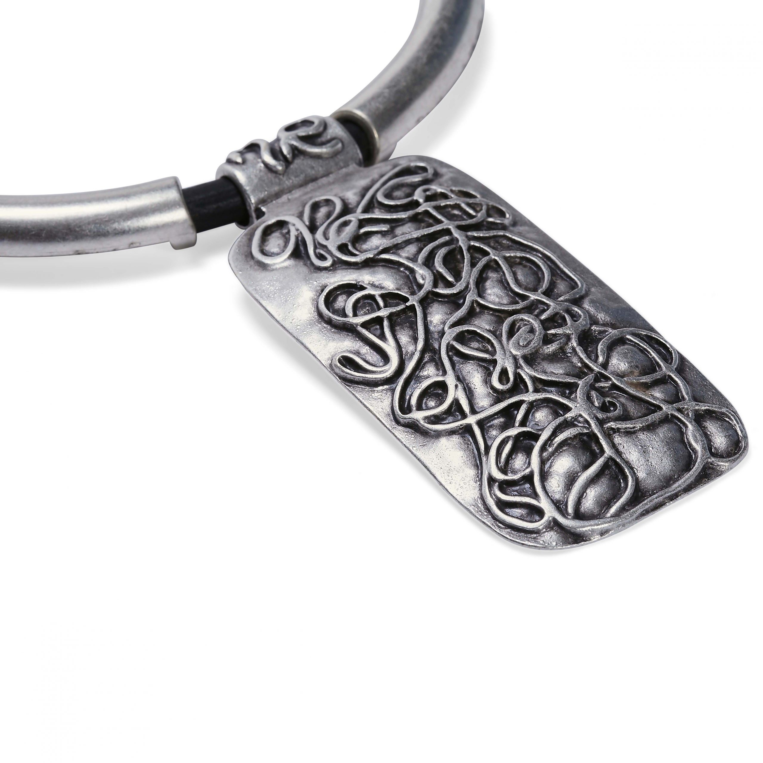Handmade Confused Pewter Necklace - 1674 - Image 3