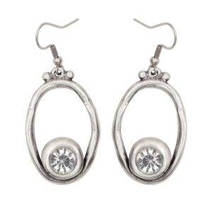 Handmade Chic Pewter Crystal Earrings - NE1511