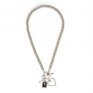 Handmade Key Of Heart Crystal Pewter Necklace - NN3085