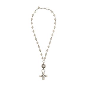 Handmade Cross Crystal Pewter Necklace - NN3135