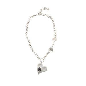 Handmade Arrow Heart Crystal Pewter Necklace - NN3147