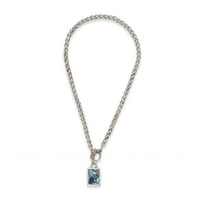 Handmade Aqua Cosmo Crystal Pewter Necklace - NN3525