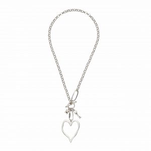 Handmade Big Heart Crystal Pewter Necklace - NN3553
