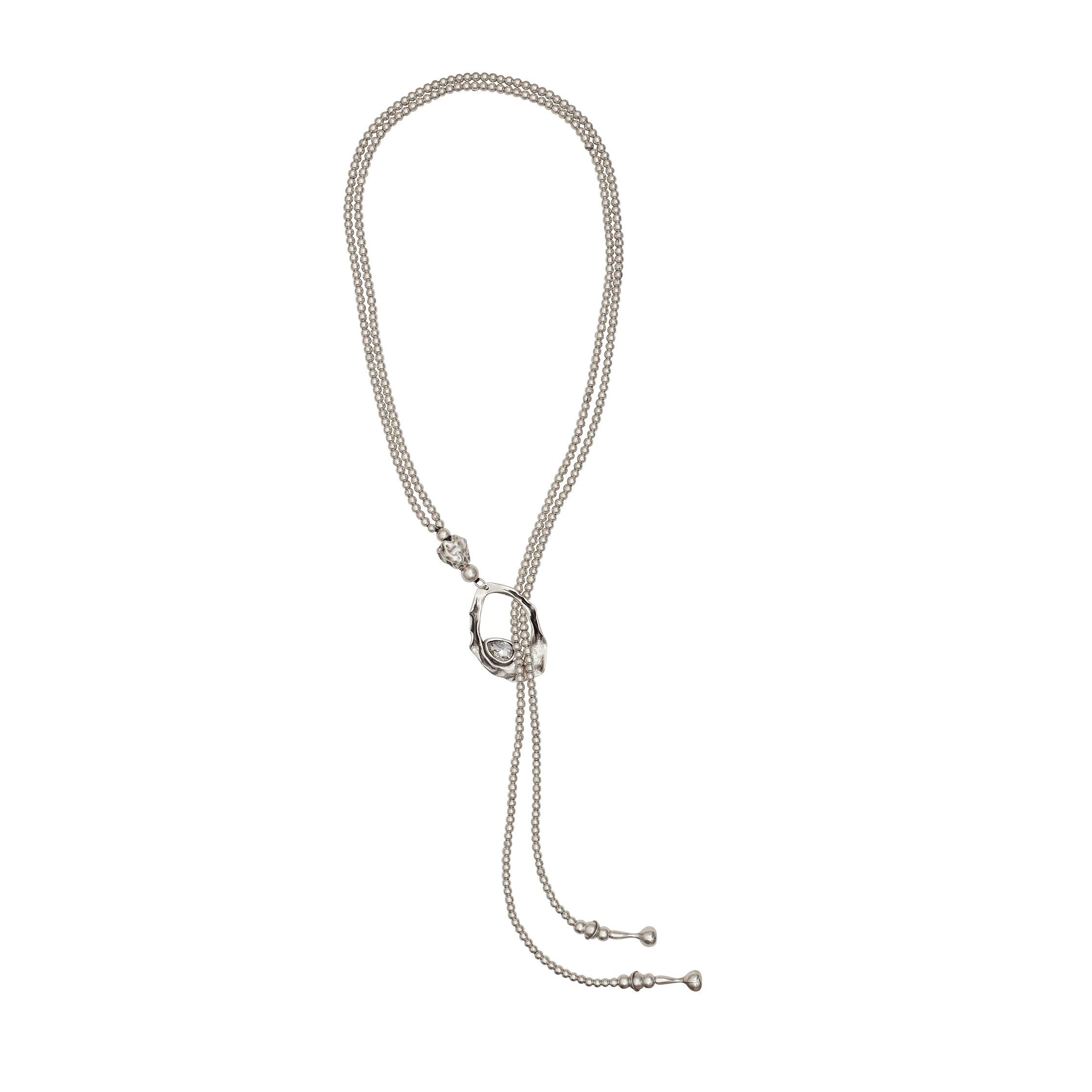 Handmade Rain Drop Crystal Pewter Necklace - NN3559