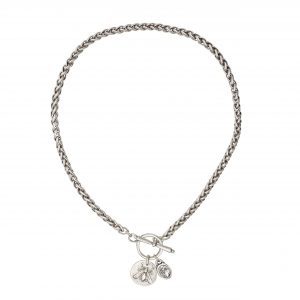 Handmade Bee Crystal Chain Pewter Necklace - NN3575