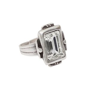Handmade Crystal Pewter Ring - NR6100