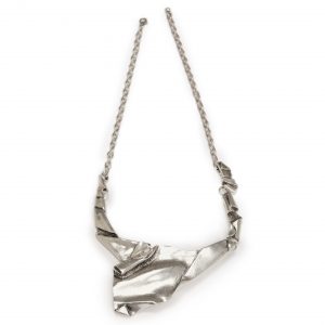 Handmade Wrinkled Pewter Necklace - ZN153
