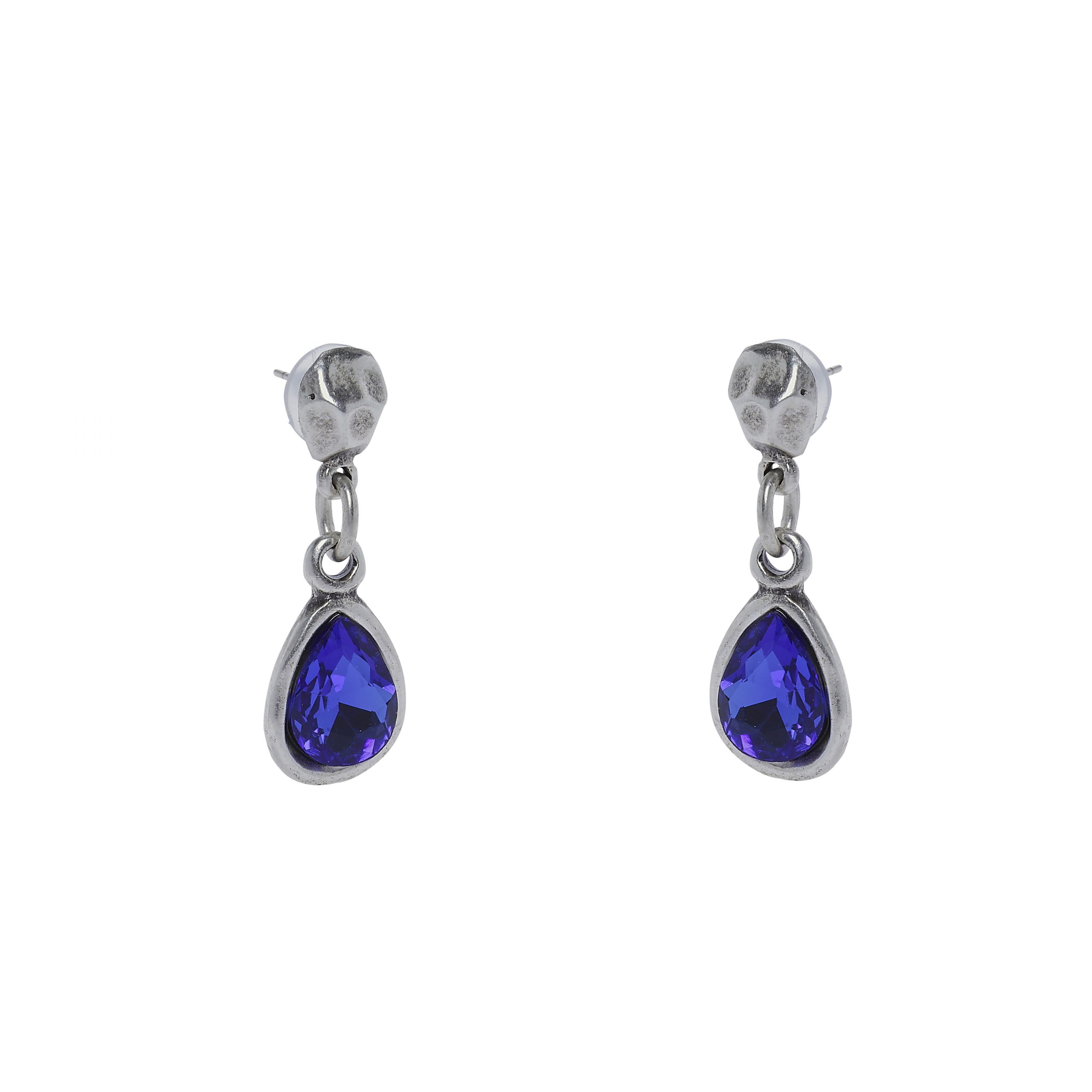 Handmade Crystal Pewter Earrings - NE1270 - Image 2