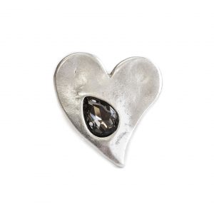 Handmade Heart Crystal Pewter Ring - NR6056