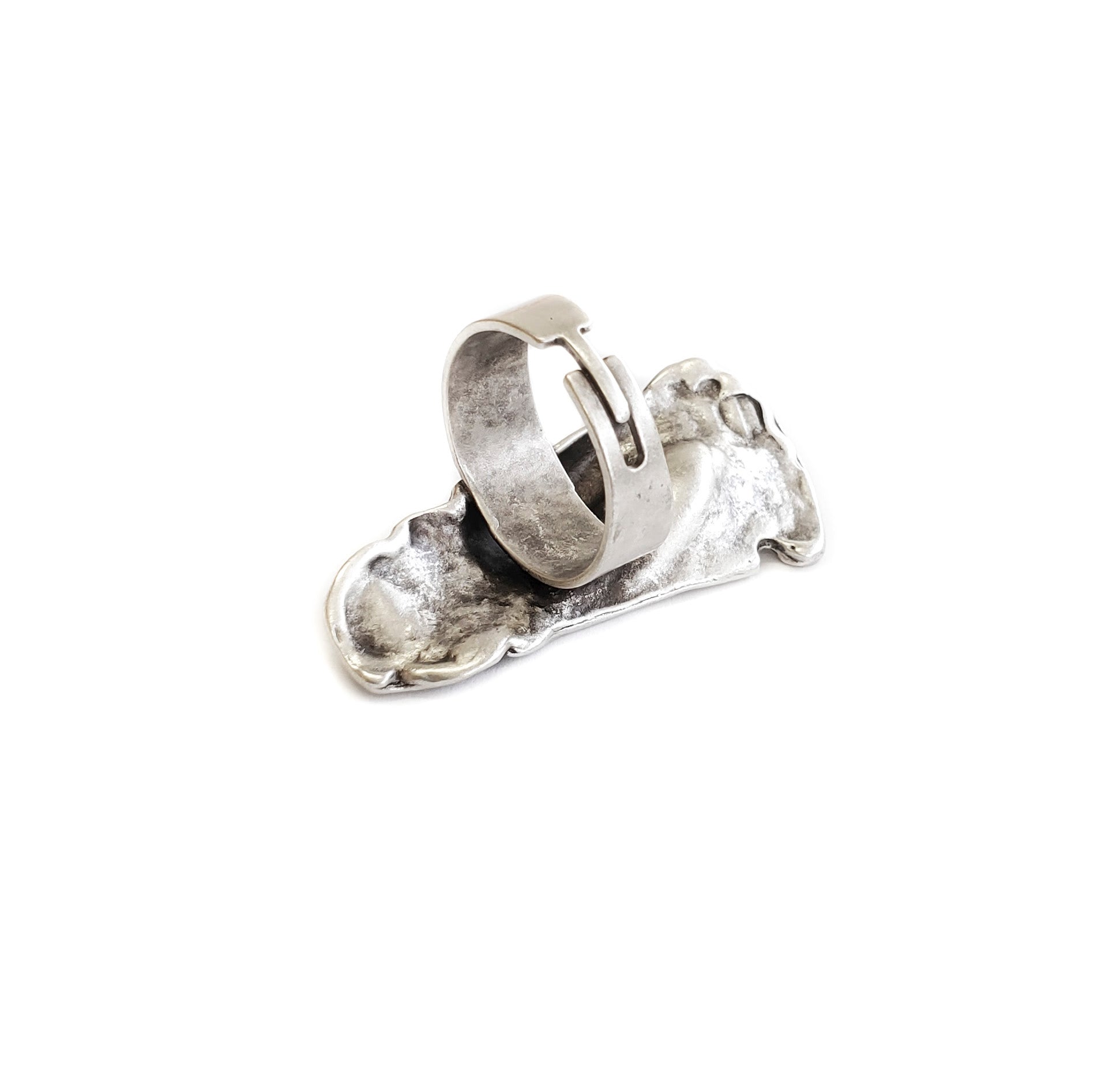 Handmade Strange Face Pewter Ring - ZR-180 - Image 4