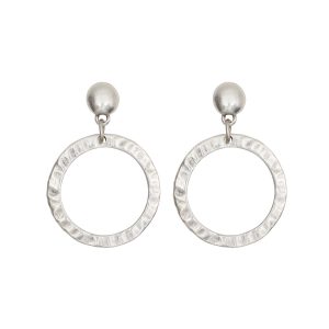 Handmade Hammered Hoop Pewter Earrings - NE1512