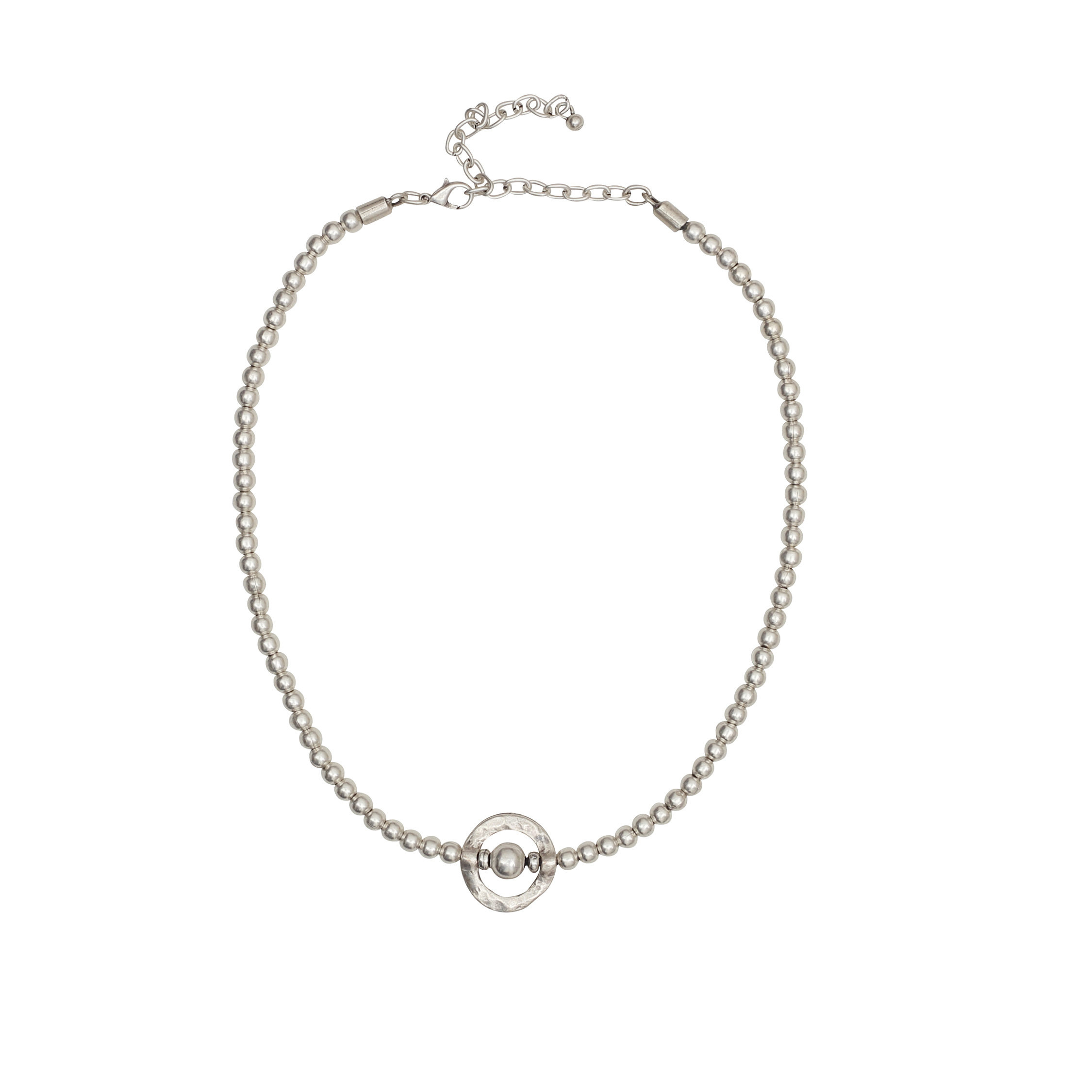 Handmade Beaded Pewter Necklace - NN3512