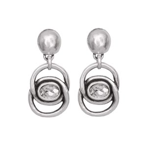 Handmade Crystal Pewter Earrings - 1804