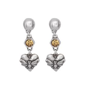 Handmade Crystal Pewter Earrings - 1809