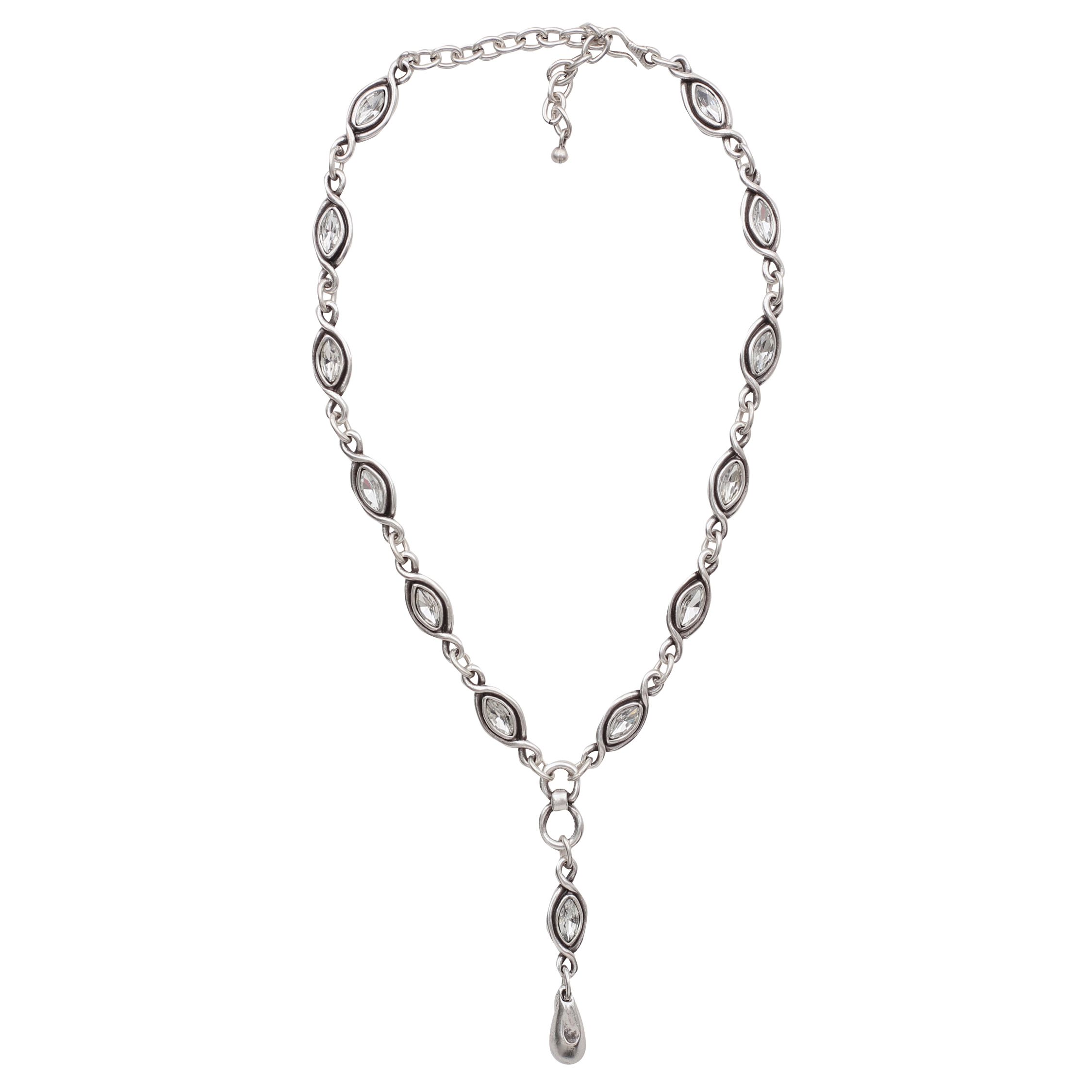 Handmade Crystal Pewter Necklace - 3805