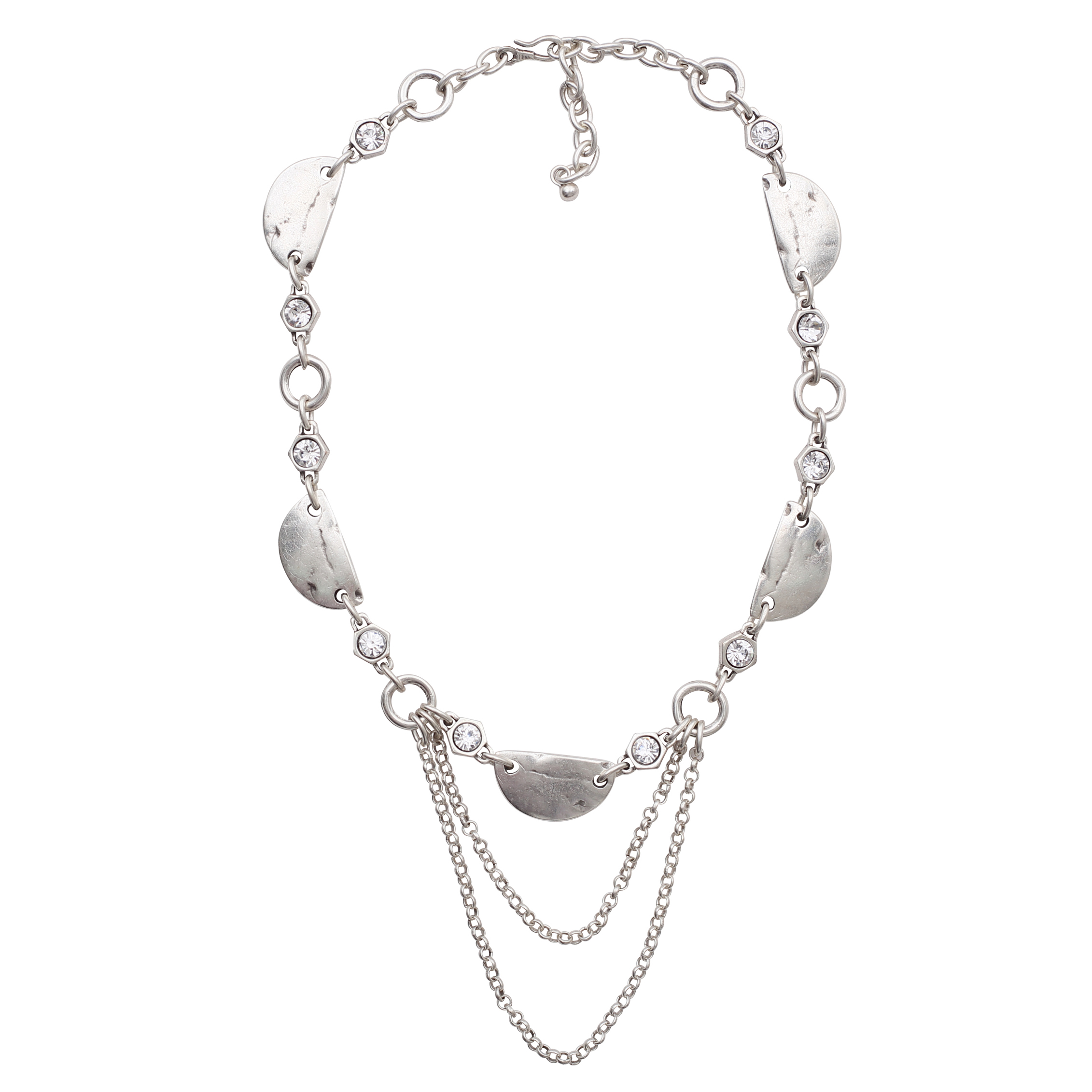 Handmade Crystal Pewter Necklace - 3812