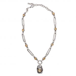 Handmade Crystal Pewter Necklace - 3821