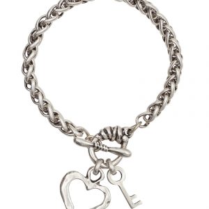 Handmade Key of Heart Pewter Bracelet - NB2518