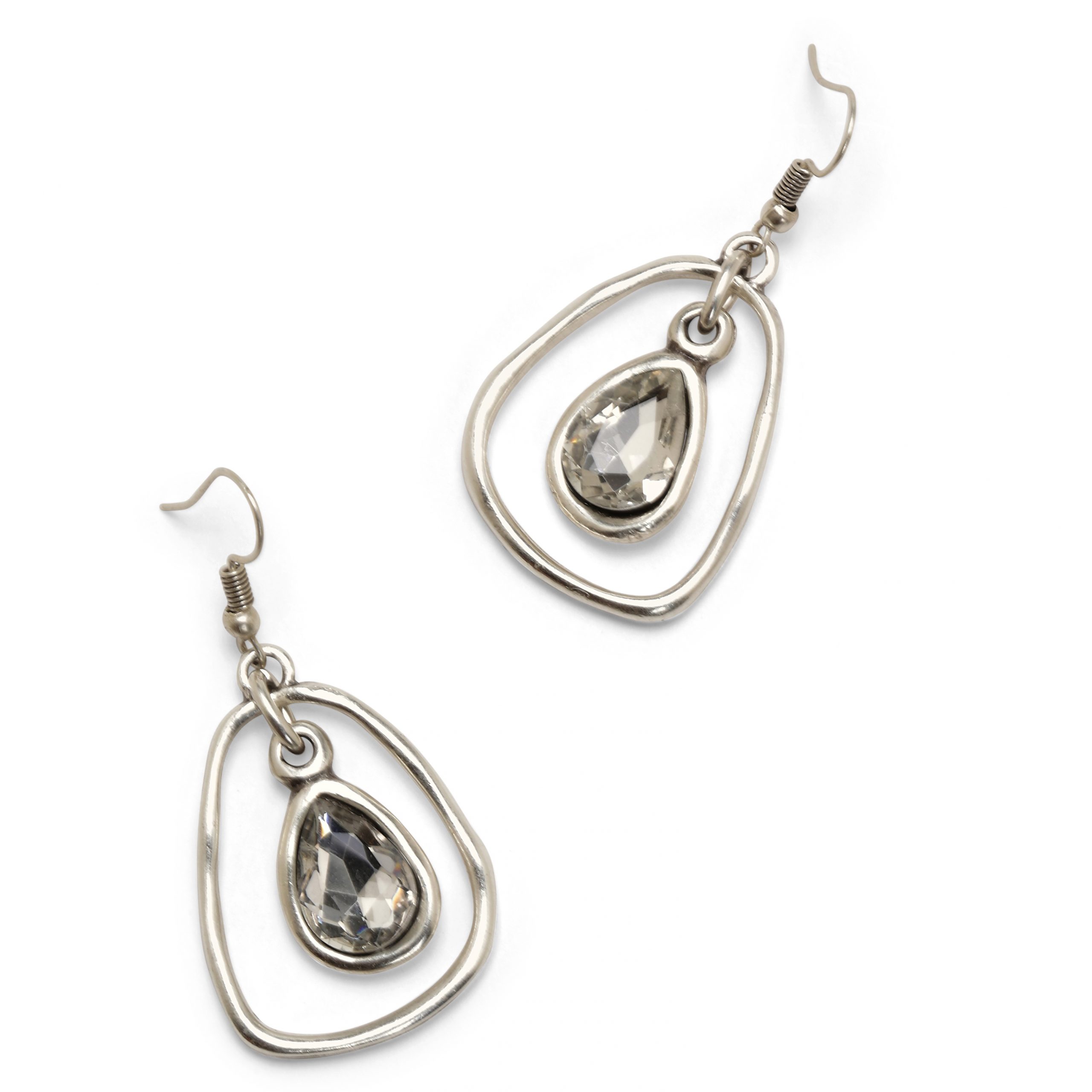 Handmade Crystal Pewter Earrings - NE1543 - Image 3