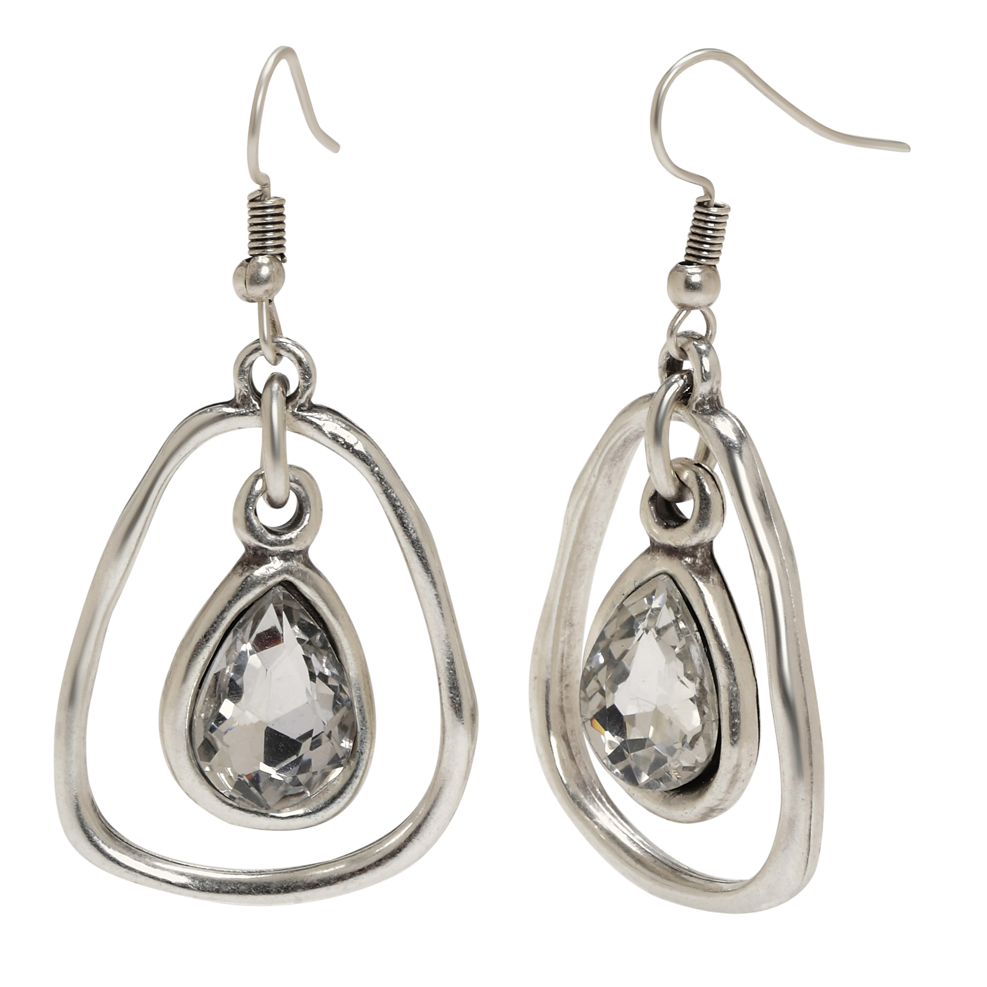 Handmade Crystal Pewter Earrings - NE1543 - Image 2
