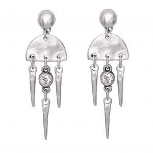 Handmade Crystal Pewter Earrings - 1835