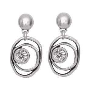 Handmade Crystal Pewter Earrings - 1813