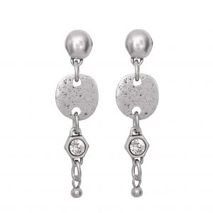 Handmade Crystal Pewter Earrings - 1819