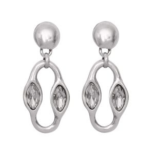 Handmade Crystal Pewter Earrings - 1829