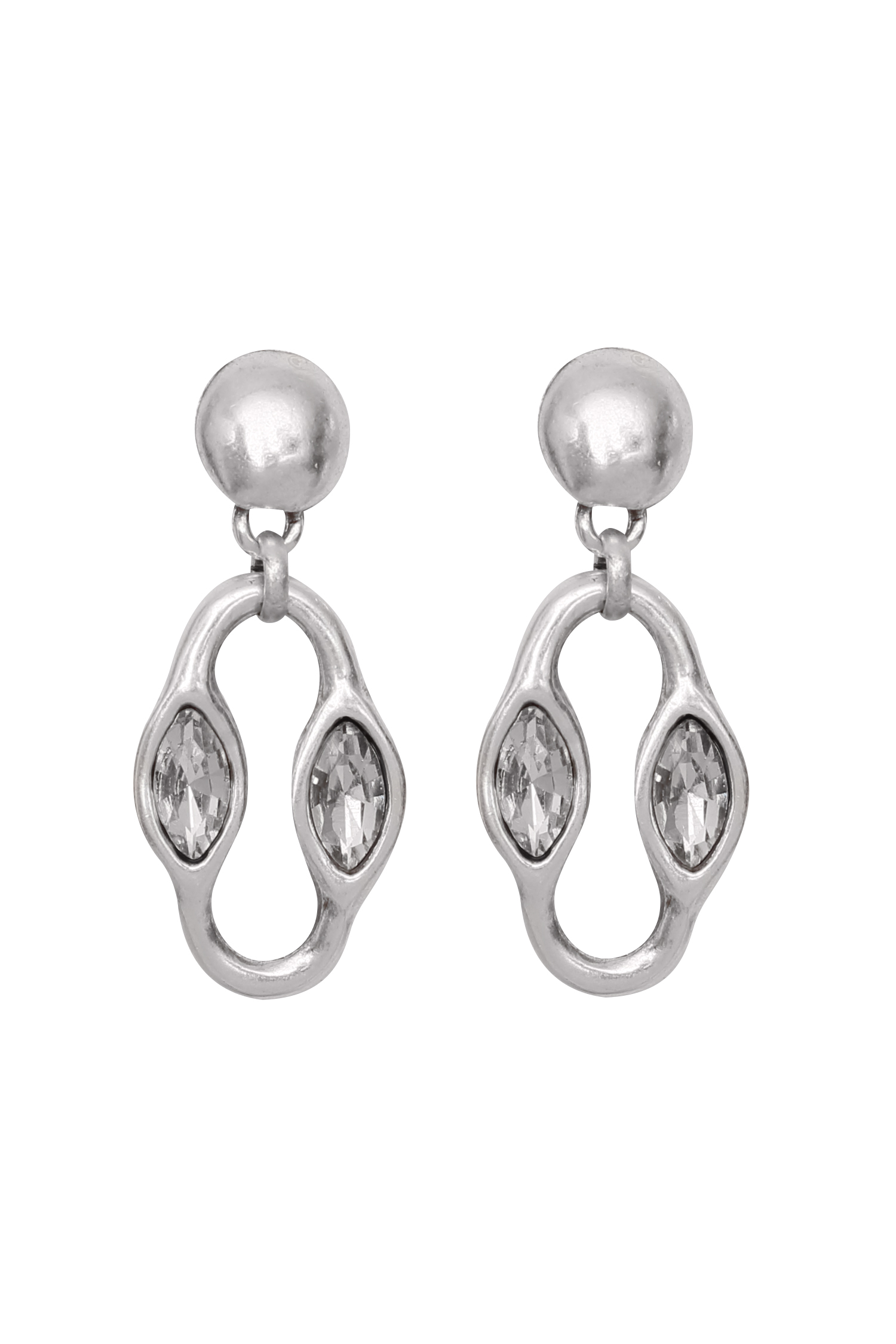Handmade Crystal Pewter Earrings - 1829