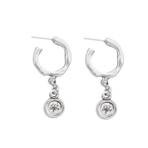 Handmade Crystal Pewter Earrings - 1844
