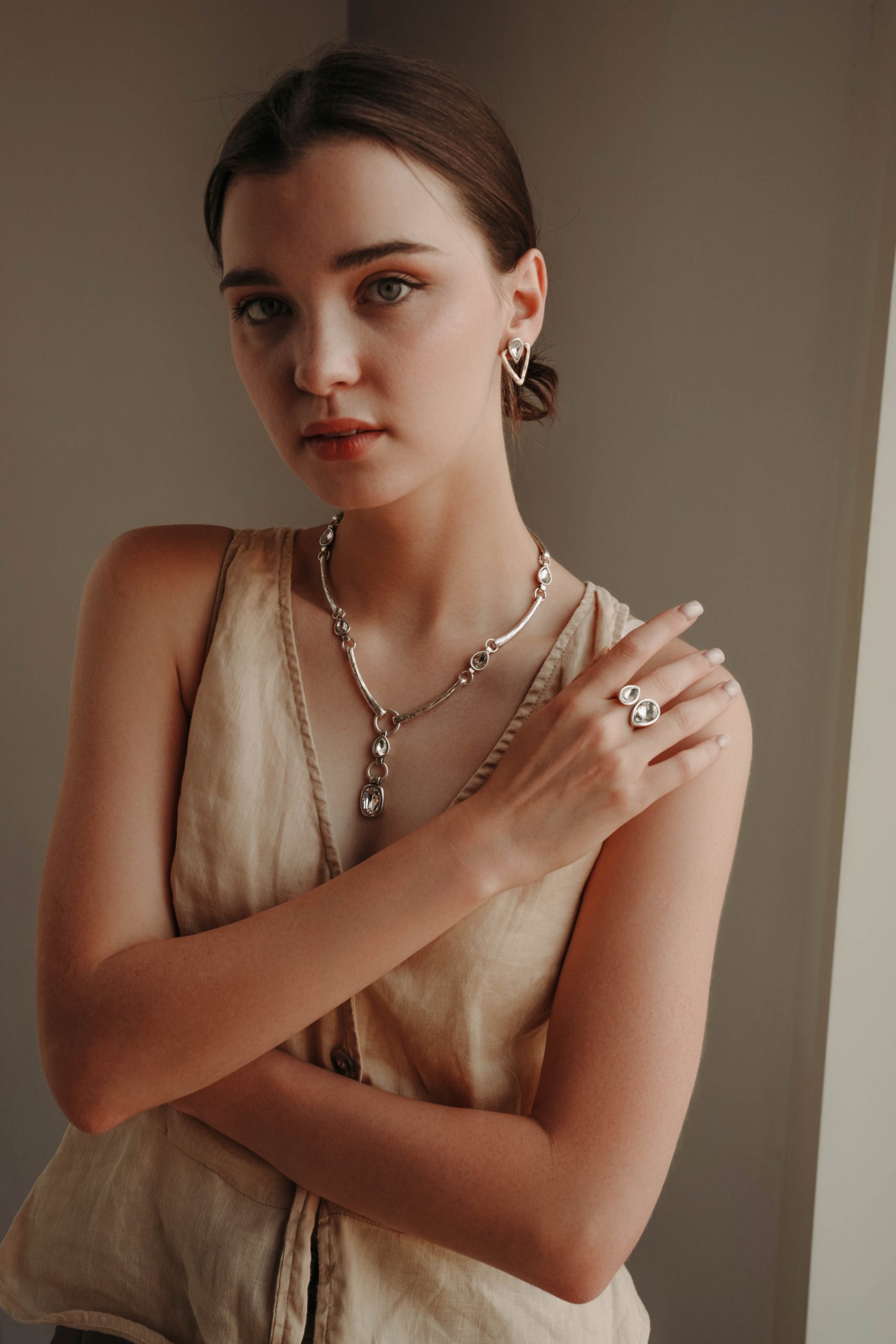Handmade Crystal Brass Rings - 6813 - Image 3