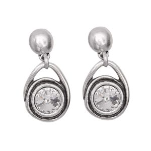Handmade Crystal Pewter Earrings - 1817
