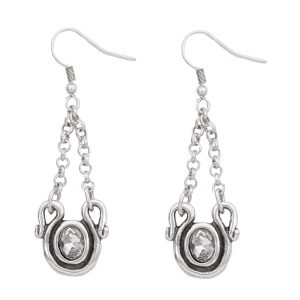 Handmade Crystal Pewter Earrings - 1866