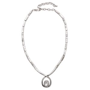 Handmade Crystal Pewter Necklace - 3885