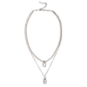 Handmade Crystal Pewter Necklace - 3890