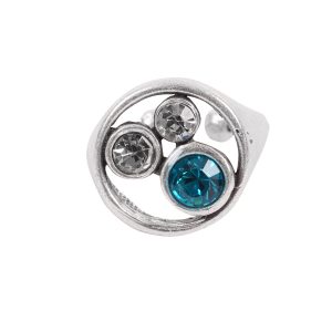 Handmade Crystal Brass Ring - 6826