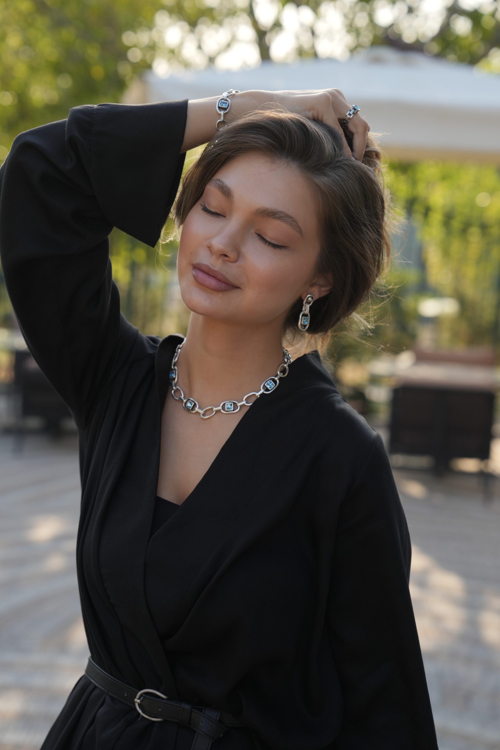 Handmade Crystal Pewter Earrings - 1802 - Image 2