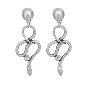 Handmade Crystal Snake Pewter Earrings - 1868