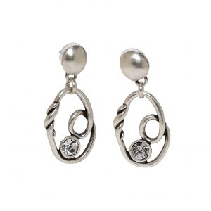 Handmade Crystal Pewter Earrings - 1807
