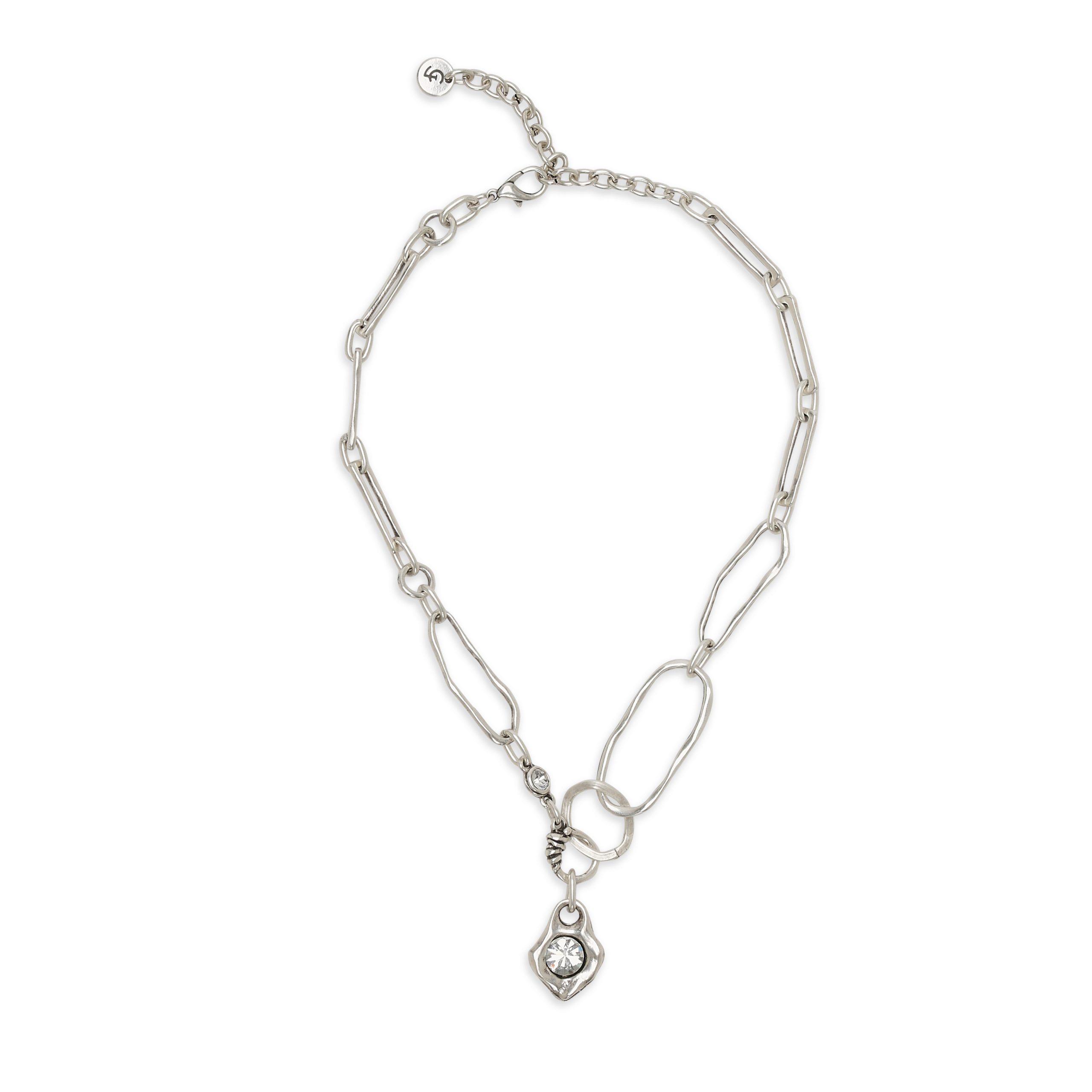 Handmade Crystal Pewter Necklace - 3935