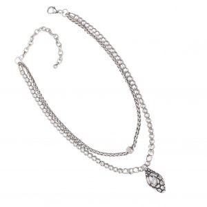 Handmade Crystal Snake Pewter Necklace - 3901