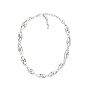 Handmade Crystal Elliptic Pewter Necklace - 3903