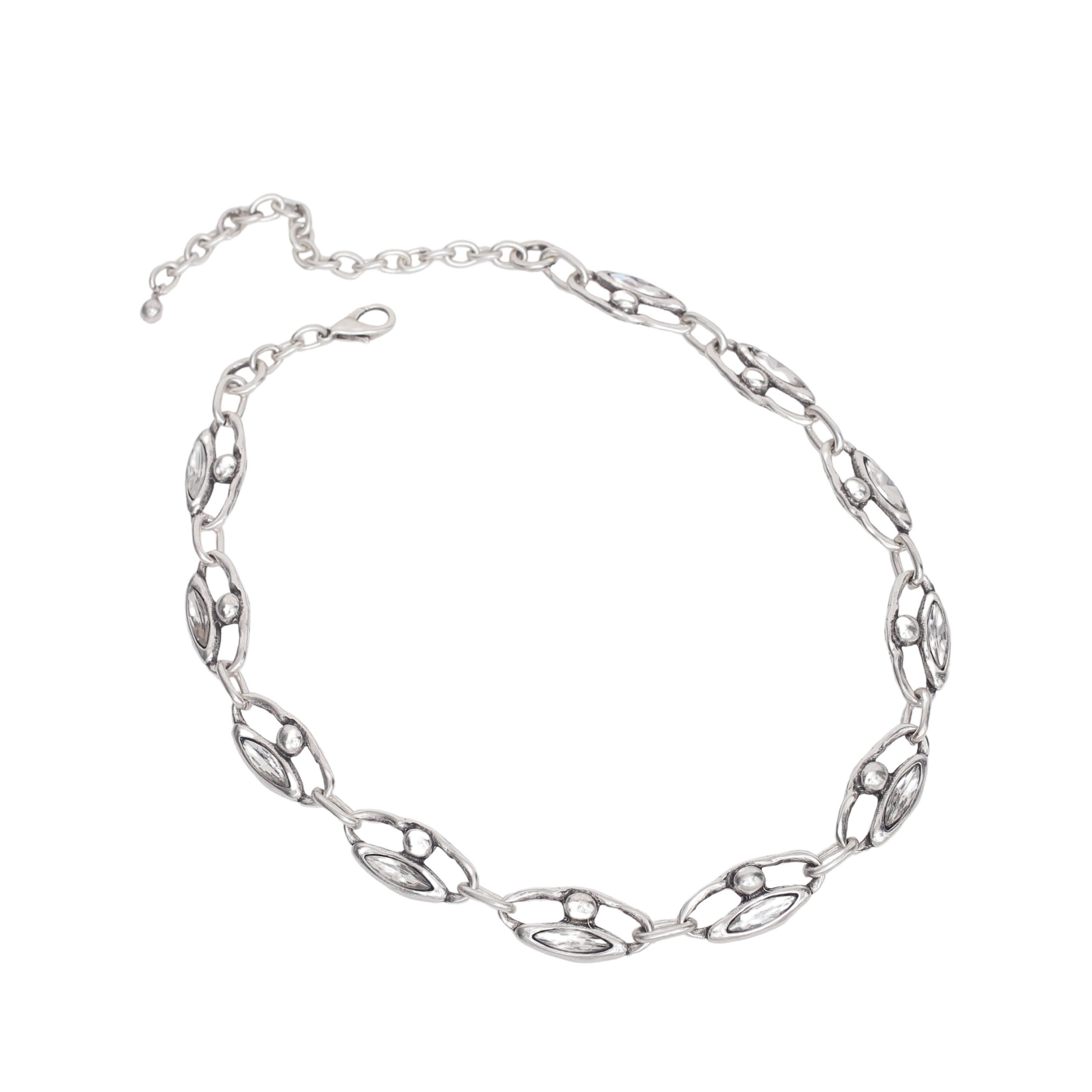 Handmade Crystal Elliptic Pewter Necklace - 3903 - Image 3