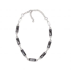 Handmade Smoky Crystal Pewter Necklace - 3908