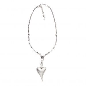 Handmade Heart Crystal Pewter Necklace - 3913