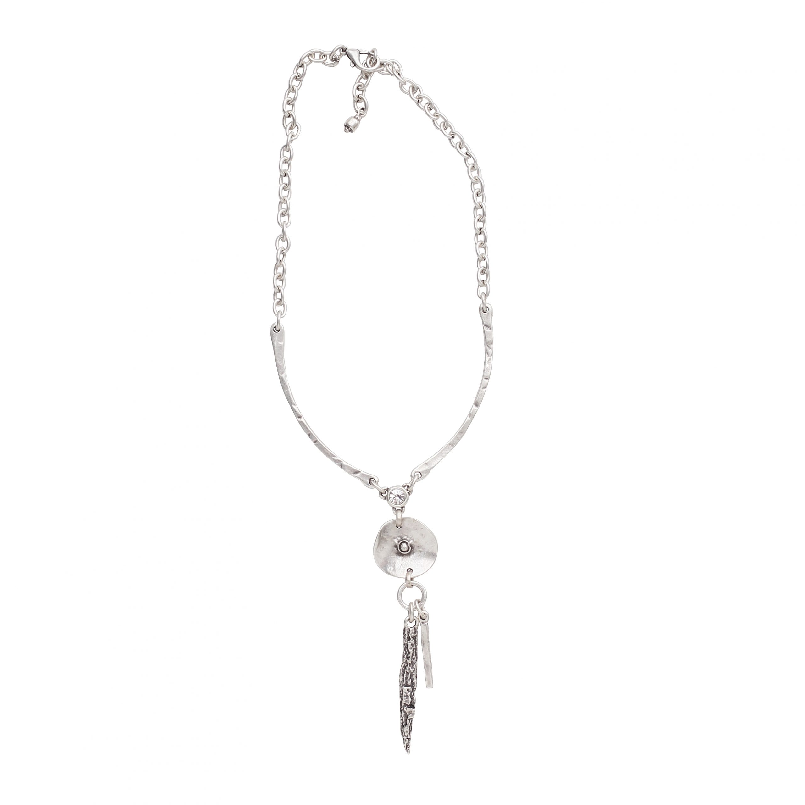 Handmade Crystal Pewter Necklace - 3915