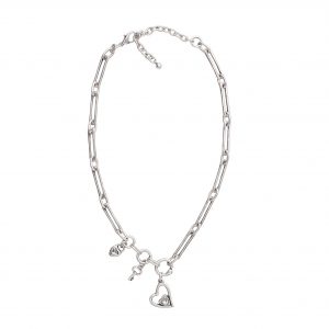 Handmade Hearts Crystal Pewter Necklace - 3920