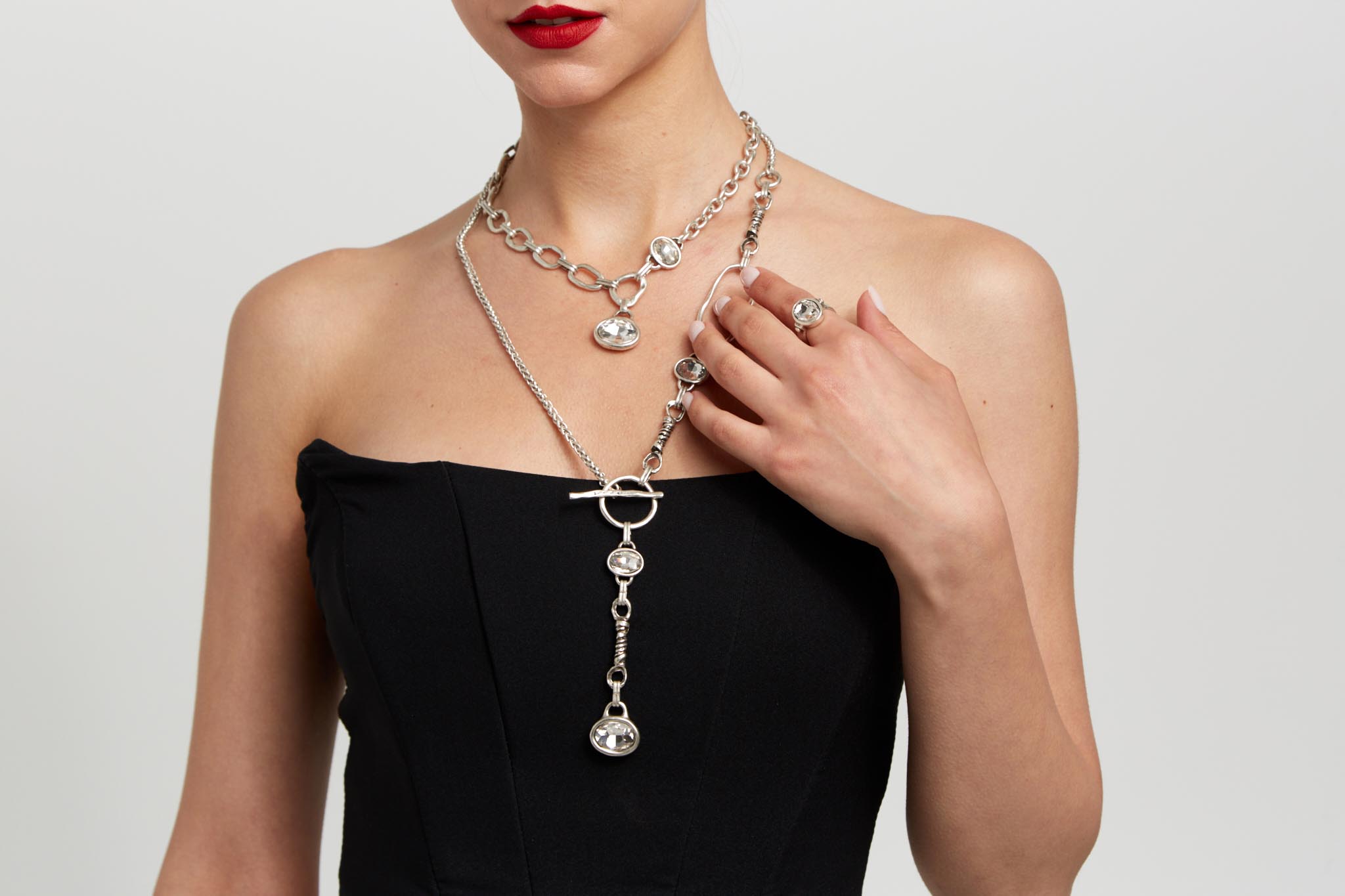 Handmade Crystal Pewter Necklace - 3925 - Image 4
